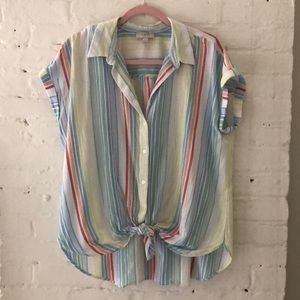 LOFT Rainbow Button Up